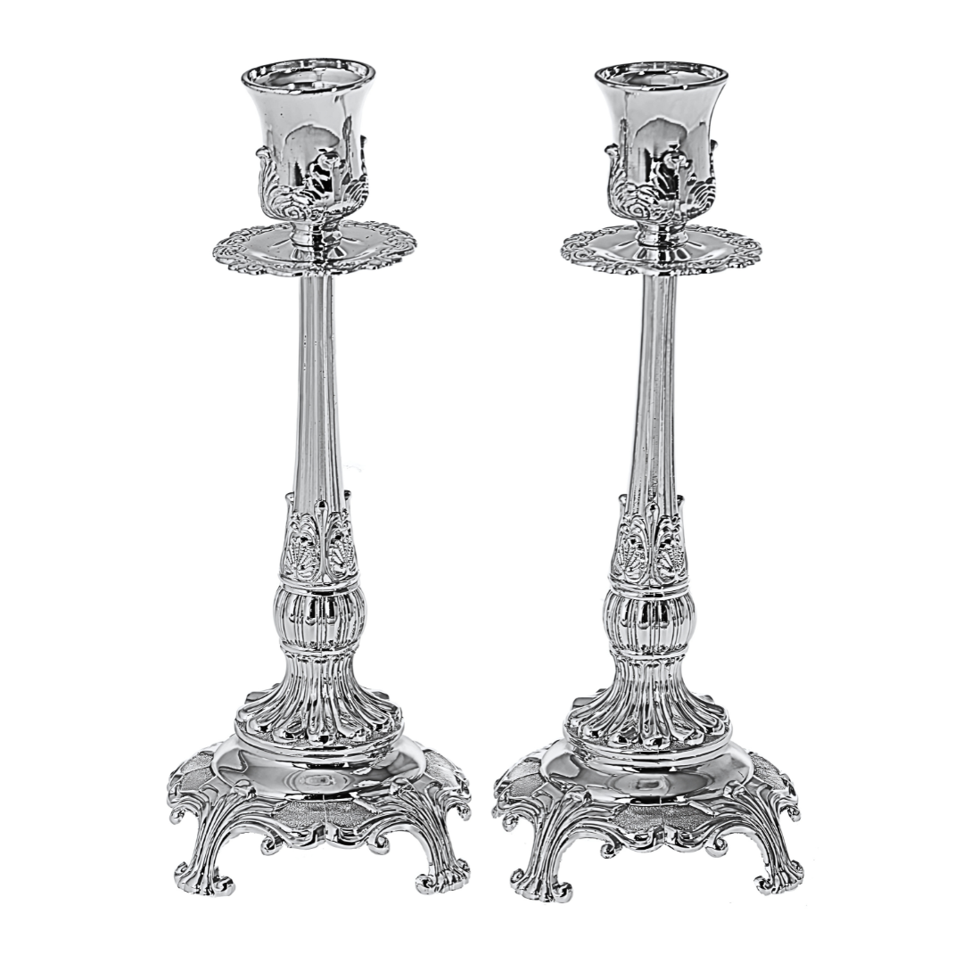 Set de candelabro plateado elegante