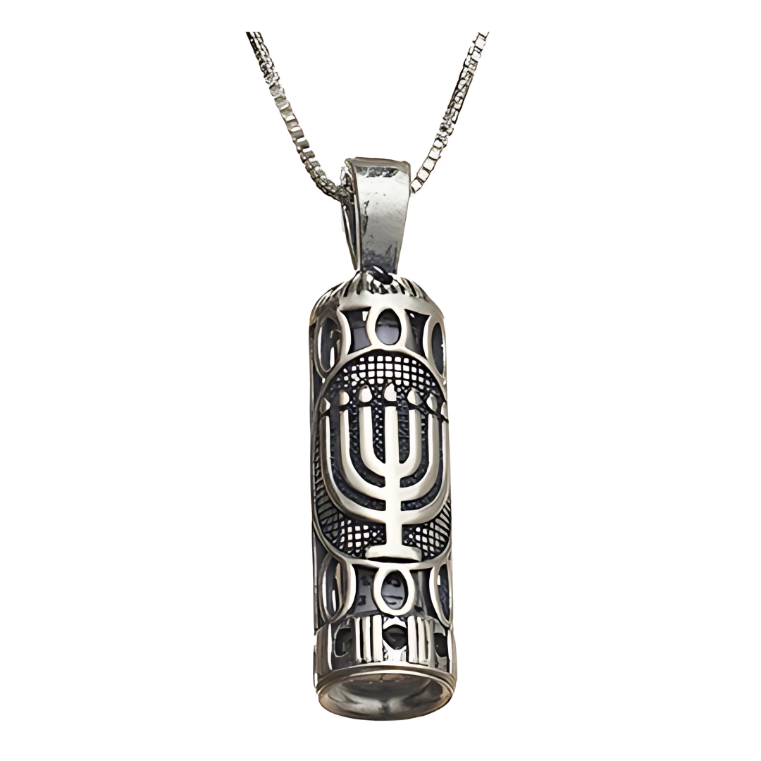 Mezuzah para el cuello Menorah