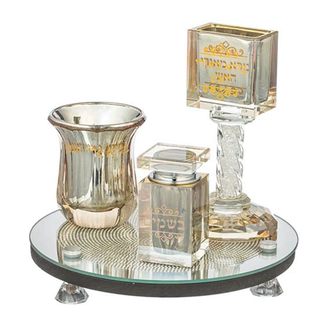 Set para havdala elegante en cristal.