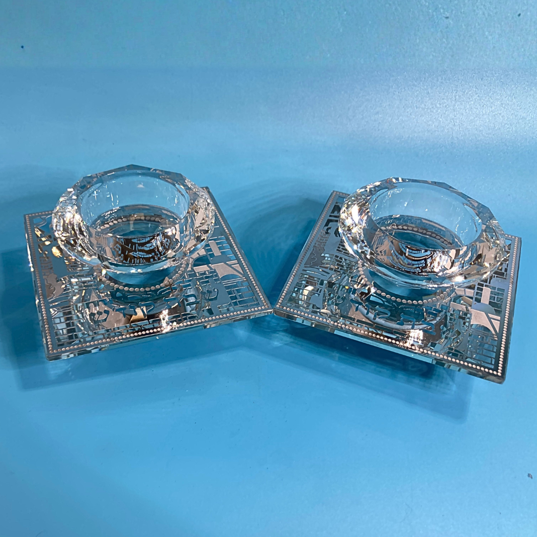 Porta Velas en Cristal - Shabbat Kidush -