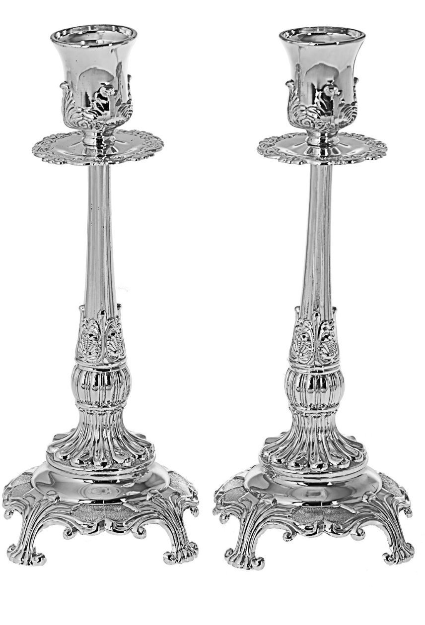 Set de candelabro plateado elegante