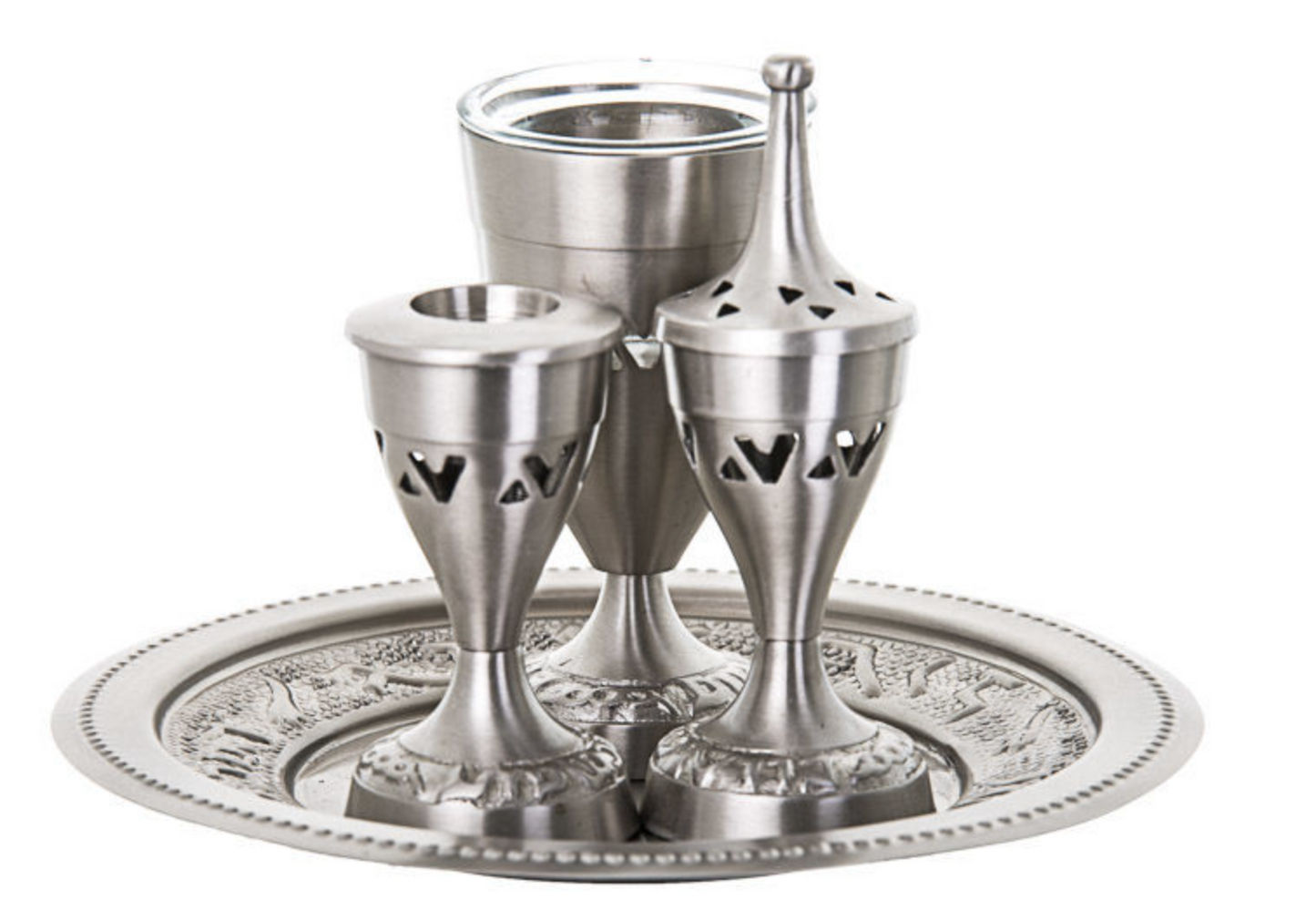 Set para havdala de cristal plateado