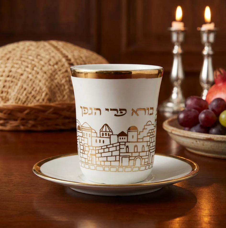 Copa kidush dorada Jerusalem