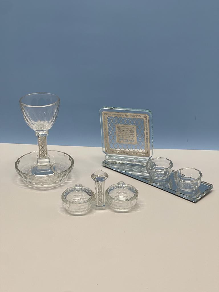 Set para shabbat, en cristal fino 3 piezas