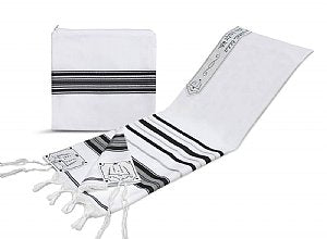 Tallit kahser negro y plateado