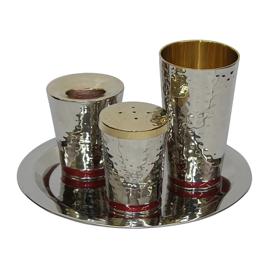 Fino Set de Havdala Nickle con Rojo
