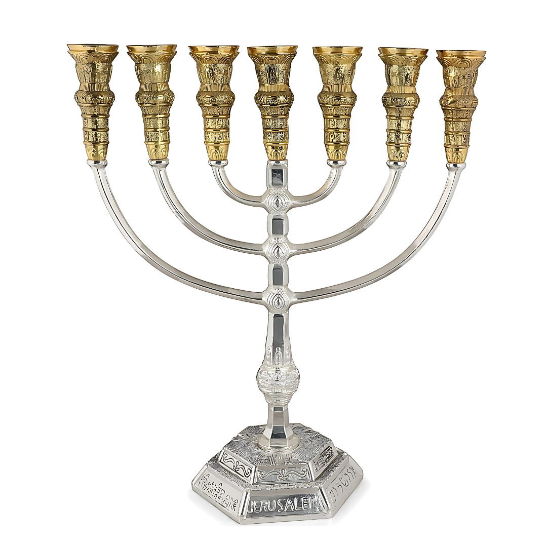 Menorah de 7 Color Silver y Oro Grande
