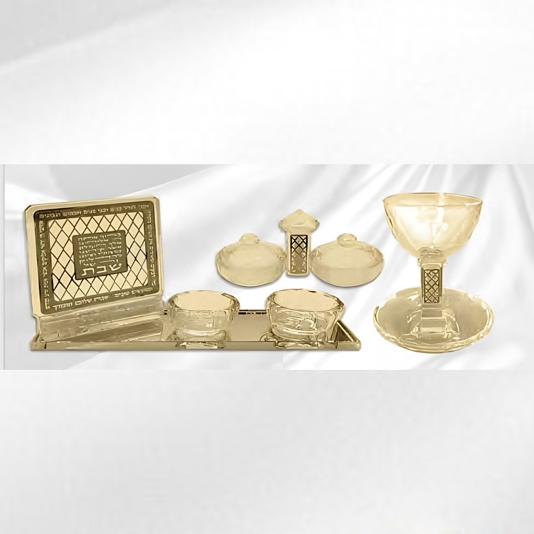 Set Para Shabbat en Cristal Fino - 3 Piezas Oro