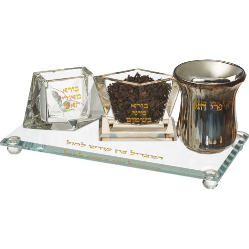 set de havdalah en cristal