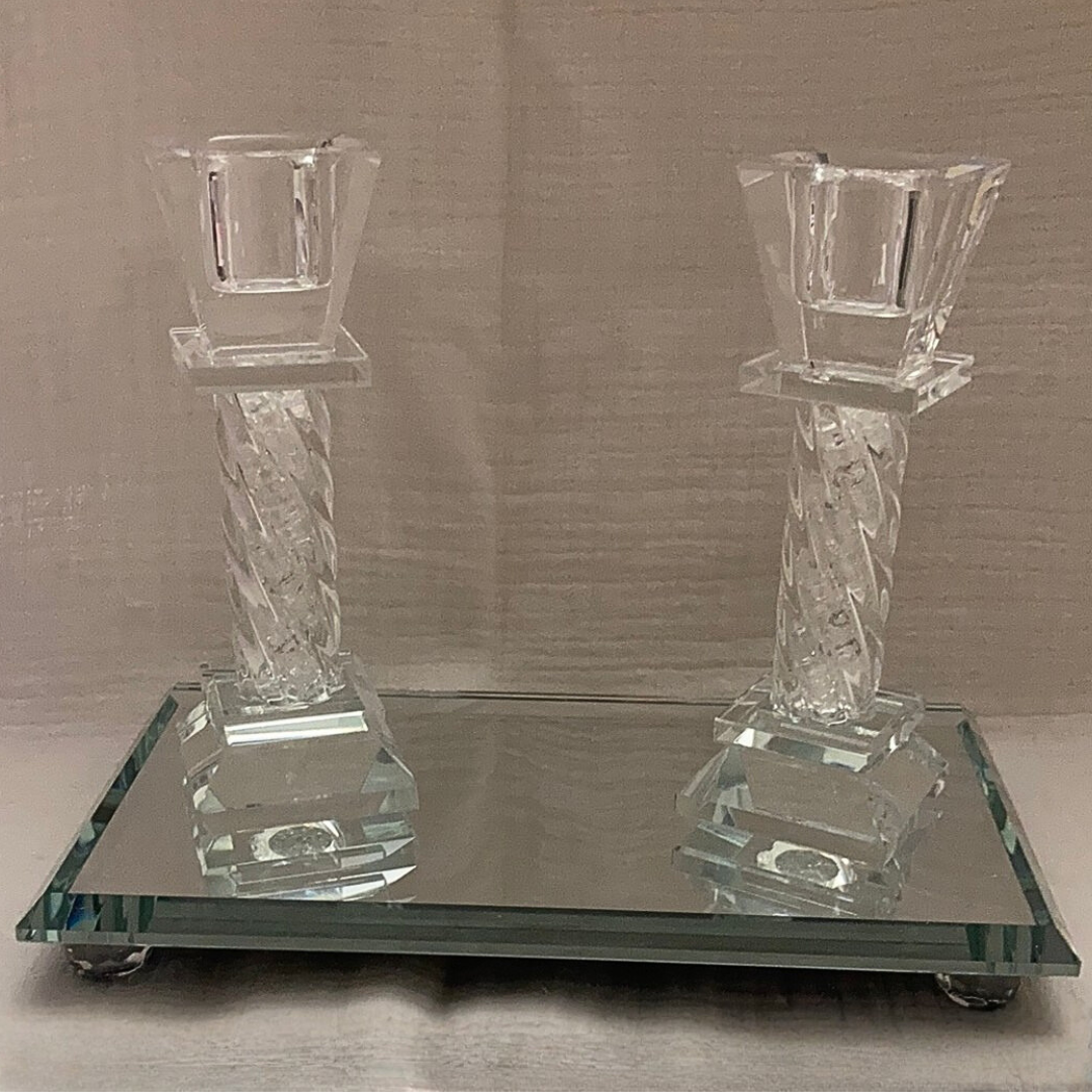 Porta Velas Shabbat -Cristal Fino-