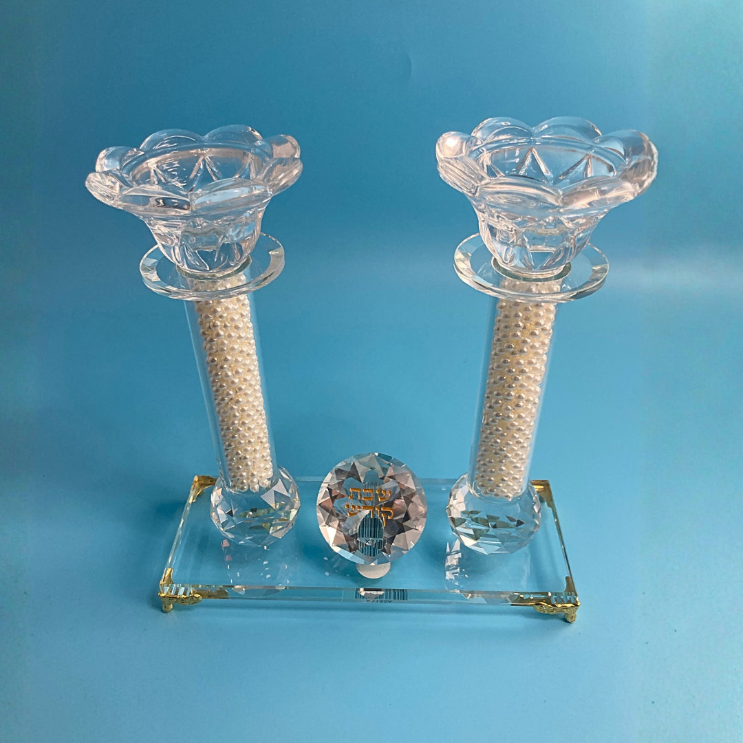 Porta Velas de Shabbat - Cristal Fino de Lujo -