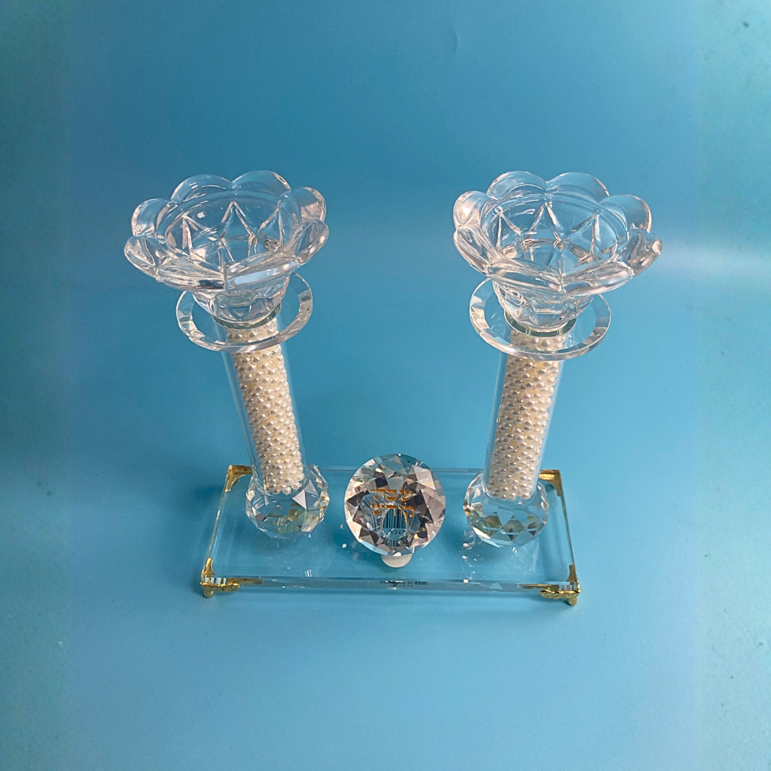 Porta Velas de Shabbat - Cristal Fino de Lujo -