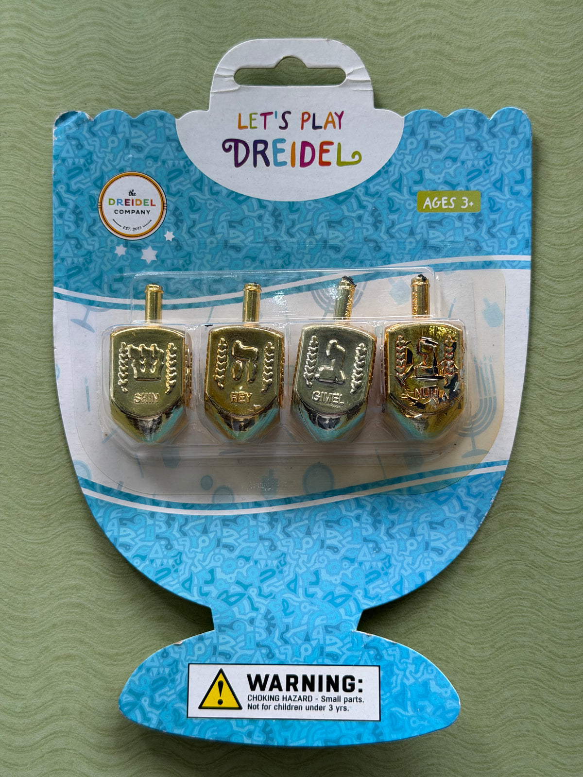 dreidel x4 plastico letras doradas