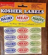 Etiquetas de Pegatina de Carne, Lácteos y Pareve Variados