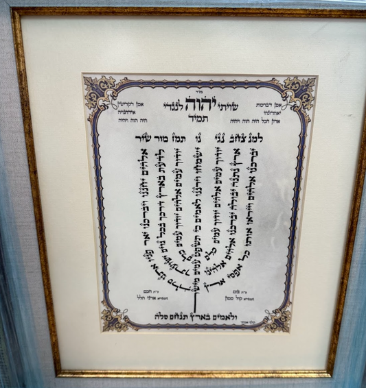 Cuadro shiviti Tehilim 67 en pergamino