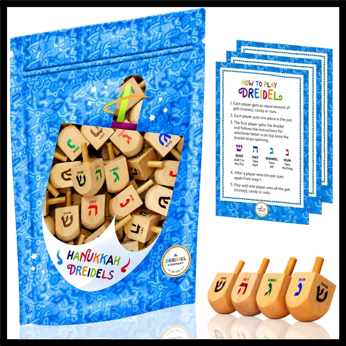 30 unidades de dreidels de Hanukkah de madera
