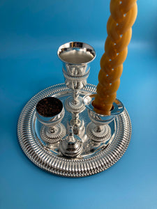 Havdala Set - Nickel with Candle and Besomim